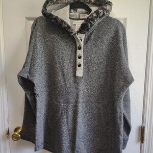 Soft Surroundings french terry pull over hoodie with faux fur trim - NWOT